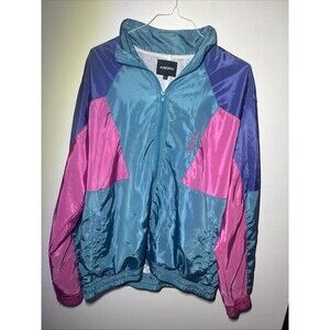 2XL Vintage Retro Agora Olympics Jacket Teal Pink Purple Full Zip Windbreaker